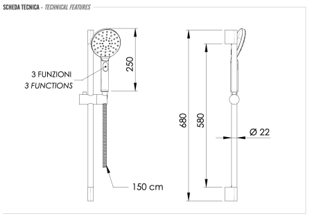 Душевой гарнитур Remer 315L318MP настенный цвет хром