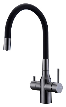Смеситель для кухни Paulmark SALIX Sa213419-GM на мойку вороненая сталь