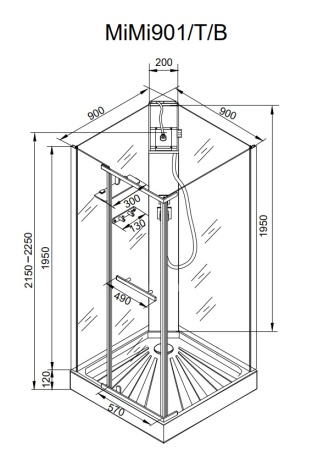 Душевая кабина Cerutti SPA MiMi90T 90х90 квадратная без крыши
