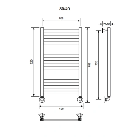 Полотенцесушитель Veconi Vero-B V8040GR-B 40х80 водяной графит