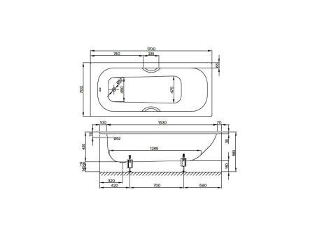 Ванна стальная Bette Form 2945-000 AS AD 170х70 встраиваемая прямоугольная без ножек