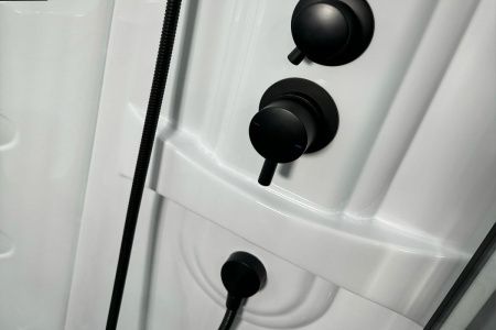 Душевая кабина Royal Bath HK RB90HK1-T-BL Practic 90х90 четверть круга с крышей ориентация универсальная