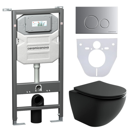 Инсталляция с кнопкой + унитаз + шумоизоляция Ceramica Nova CN4002MB_1001M_1000