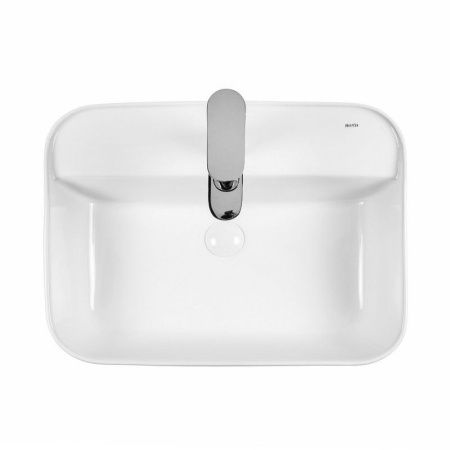 Раковина из сантехнического фарфора Bond Cube S13-500 50х40 накладная цвет белый 1 отверстие под смеситель