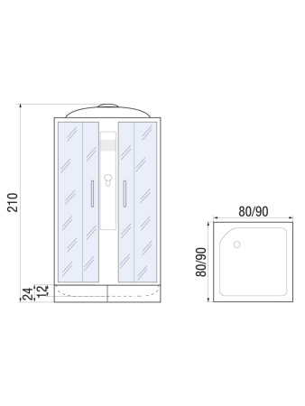 Душевая кабина River QUADRO 10000002437 90х90 квадратная с крышей ориентация универсальная
