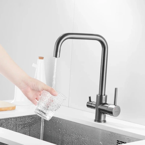 Смеситель для кухни Shevanik S228T на мойку оружейная сталь - фото 5