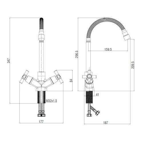 Смеситель для кухни Voda DV519flex на мойку хром - фото 3