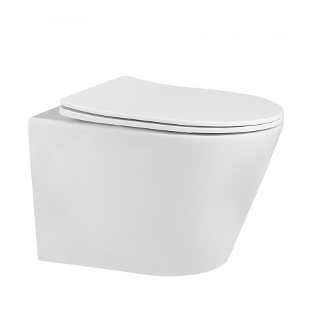Унитаз подвесной Abber Bequem AC1102MW белый матовый с сиденьем микролифт безободковый каскадный смыв