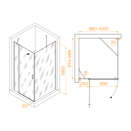 Душевой уголок RGW Leipzig 06124400-11 100х100 стекло прозрачное профиль хром глянцевый без поддона - фото 2