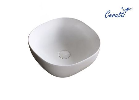 Раковина из сантехнического фарфора Cerutti SPA CR0077 40х40 накладная цвет белый без отверстий под смеситель