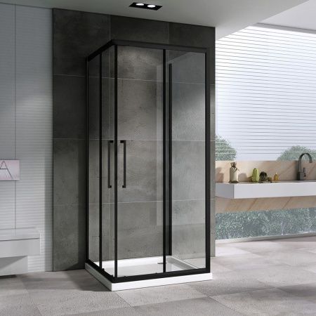 Душевой уголок Abber Schwarzer Diamant AG02100BH-S100B 100х100 стекло прозрачное профиль черный без поддона