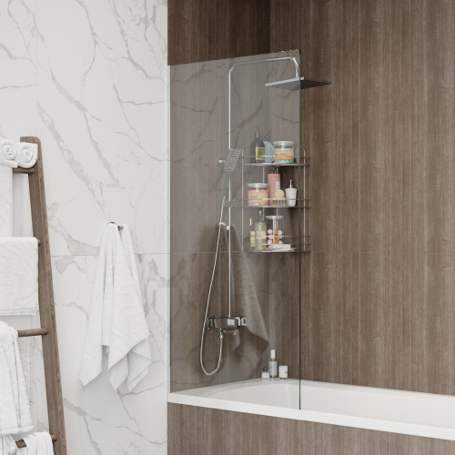 Шторка на ванну Teymi Timo T00273 70х140 стекло прозрачное профиль хром ориентация универсальная - фото 4