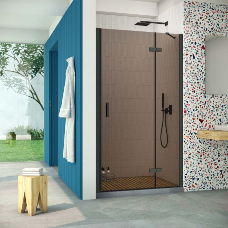 Душевая дверь Vegas-Glass AFP Retta AFP Retta 110 02М 05 R 110х200 стекло тонированное профиль черный матовый