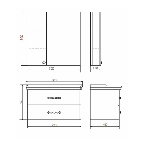 Тумба с раковиной Comforty 00004147564CF 80x50x54,5 - фото 2