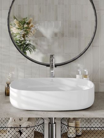 Раковина из сантехнического фарфора Orange B04-600W 60х40 накладная цвет белый