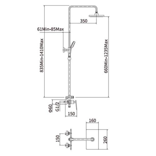 Душевая стойка Fashun A2457 настенная цвет хром - фото 3