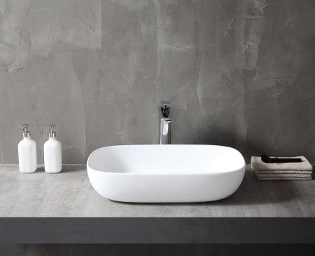 Раковина из искусственного камня Abber STEIN AS2620 60х40 накладная цвет белый без отверстий под смеситель