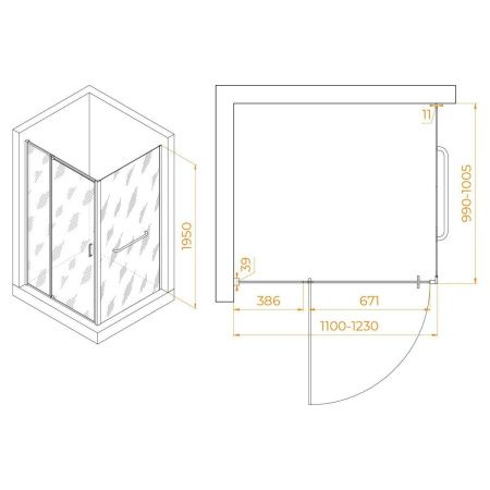 Душевой уголок RGW Passage 3508078110-14 110х100 стекло прозрачное профиль черный без поддона