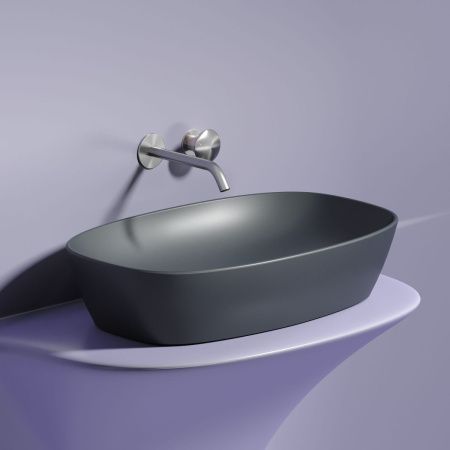 Раковина из сантехнического фарфора Ceramica Nova ELEMENT CN6049MDH 60х40 накладная цвет черный без отверстий под смеситель