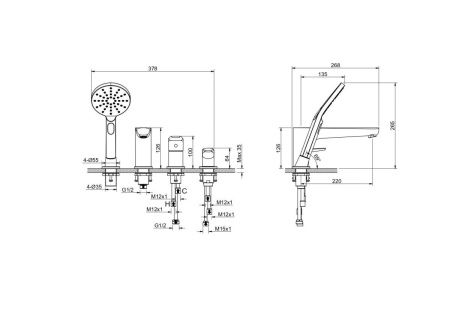 Смеситель Aquatek БЕТТА AQ1148CR на борт ванны хром