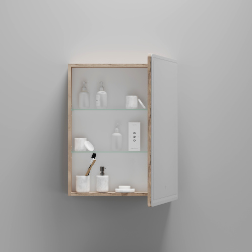 Зеркало-шкаф Sancos Mirror MI60EG 59х15х74 настенный цвет дуб галифакс натуральный - фото 5 Зеркало-шкаф Sancos Mirror MI60EG 59х15х74 настенный цвет дуб галифакс натуральный - фото 5