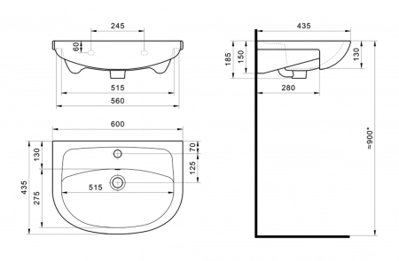Раковина мебельная керамическая Santek Эллада 60 1.WH11.0.198 60х40 накладная цвет белый