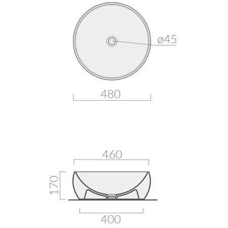Раковина из сантехнического фарфора Galassia Dream 7333NEМТ 50х50 накладная цвет черный