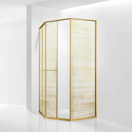 Душевой уголок RGW 33328200-266R 100х100 стекло с рисунком профиль золото без поддона
