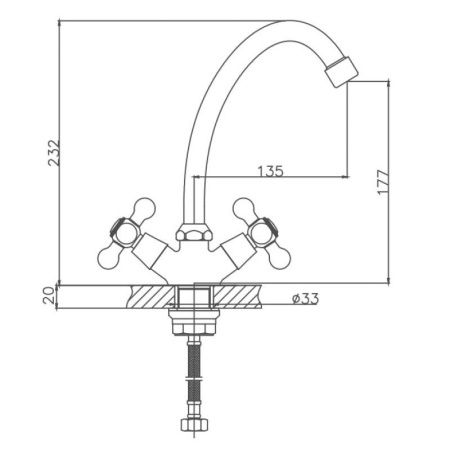 Смеситель для кухни Cron CN4119-2 на мойку хром