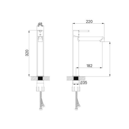 Смеситель IDDIS Aiger AIGBL01i01 на столешницу черный
