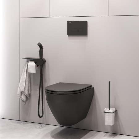 Унитаз подвесной Am.Pm Spirit V2.0 CK70H1103B черный матовый с сиденьем микролифт безободковый каскадный смыв