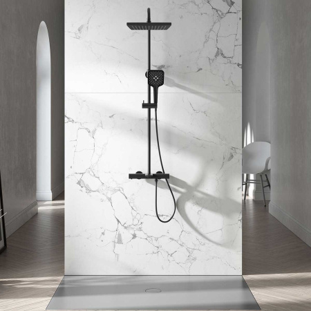 Душевая стойка Vincea Next VSFS-1N1TMB настенная цвет черный с термостатом