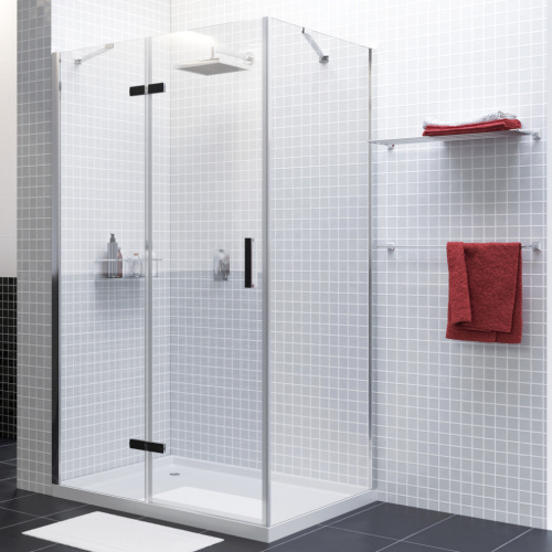 Душевой уголок Wasserkraft 10H06LBLACK 120х80 стекло прозрачное профиль хром глянцевый без поддона - фото 2