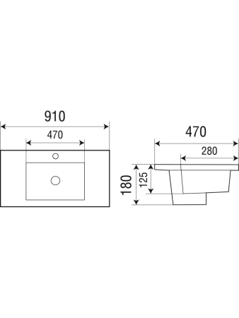 Раковина из сантехнического фаянса WeltWasser WW SK 10000005567 50 см встраиваемая цвет черный 1 отверстие под смеситель