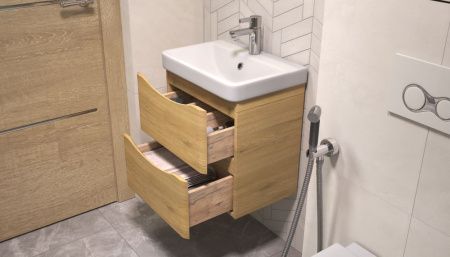 Тумба под раковину Velvex CLAY 370 50х30 подвесная цвет бежевый