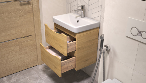 Тумба под раковину Velvex CLAY 370 49х34х49 подвесная цвет рустик соломенный - фото 4