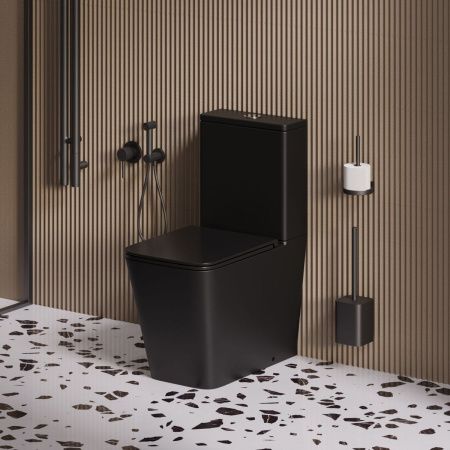 Унитаз напольный с бачком Grossman Торнадо GR-4418BMSQ черный с сиденьем микролифт безободковый смыв торнадо