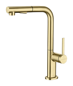 Смеситель для кухни Paulmark NEO Ne214419-SBG на раковину светлое брашированное золото без термостата