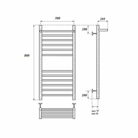 Полотенцесушитель водяной Point Аврора Премиум PN10158SP 55х80 хром