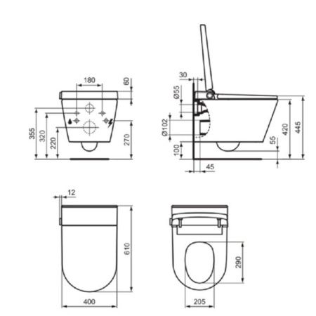 Унитаз-биде электронный подвесной Ideal Standard I.Life K875501 белый с сиденьем микролифт безободковый душевой смыв