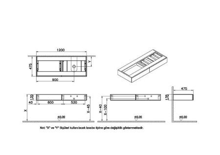 Тумба под раковину Vitra Origin 65682 120х50 подвесная цвет черный