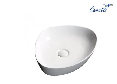 Раковина из сантехнического фарфора Cerutti SPA CR0021C 50х40 накладная цвет белый без отверстий под смеситель