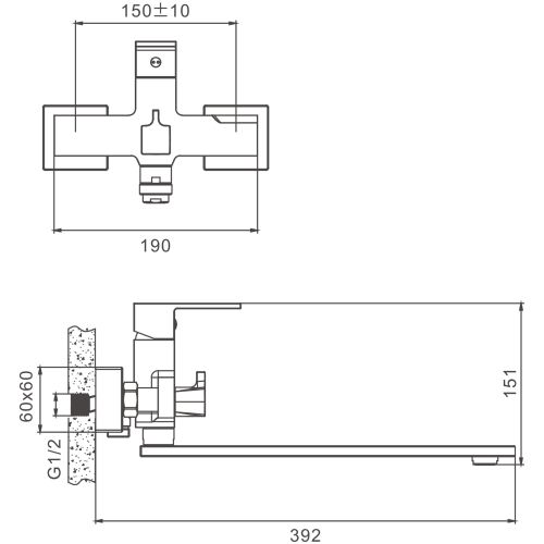 Смеситель для ванны и душа Belz B613 B22613 настенный хром - фото 2
