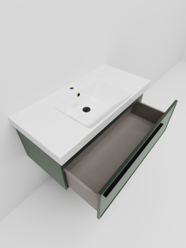 Тумба с раковиной La Fenice ELBA NFNC-01-ELB-G-100-3-100 101х36х49 подвесная цвет серо-зеленый - фото 4