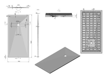 Душевой поддон из искусственного камня Vincea H30 VST-4SR9018W 180х90 белый