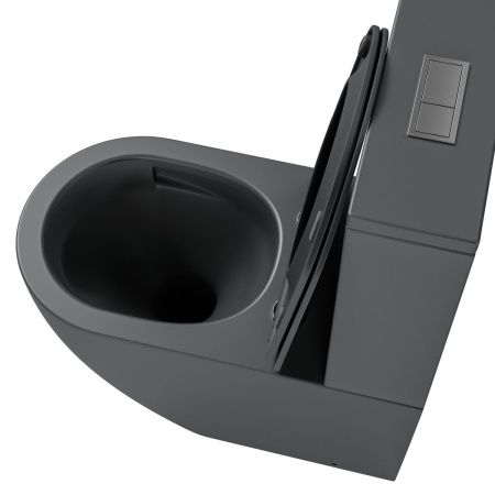 Унитаз напольный с бачком Grossman Торнадо GR-4494GMSQ серый с сиденьем микролифт безободковый смыв торнадо