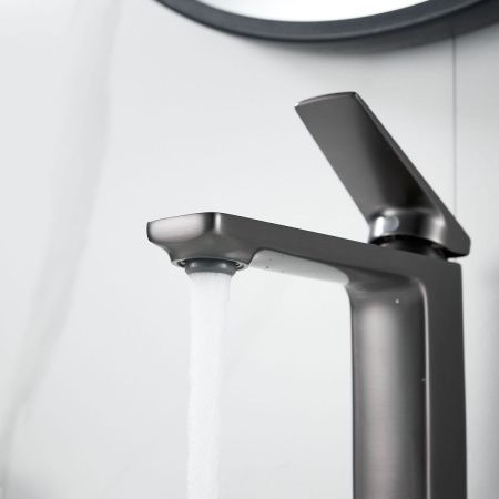 Смеситель Shevanik S8901T-1 на раковину оружейная сталь