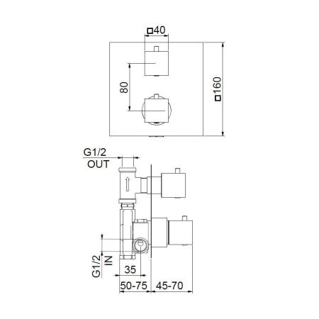 Смеситель для ванны и душа Webert Pegaso PE970901740 настенный белый с термостатом