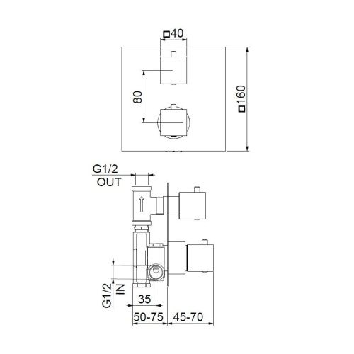 Смеситель для ванны и душа Webert Pegaso PE970901010 настенный золото с термостатом - фото 3