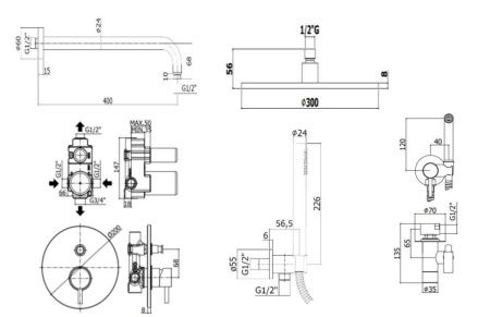 Душевая система Paffoni Light KITZLIG015HGKING встраиваемая в стену